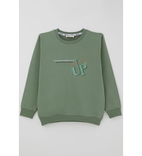 Breeze Erkek Çocuk Sweatshirt Sırt Yazı Baskı Detaylı 5-9 Yaş , Mint Yeşili