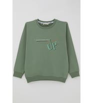 Breeze Erkek Çocuk Sweatshirt Sırt Yazı Baskı Detaylı 5-9 Yaş , Mint Yeşili