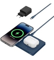 Belkin Wiz019Vfbl-Apl Boostcharge Pro 2‑In‑1 Magsafe 15W Kablosuz Şarj Standı - Mavi
