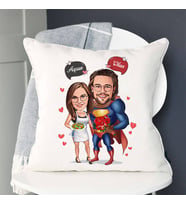 Kişiye Özel Romantik Kahraman ve Sevgilisi Karikatürlü Yastık
