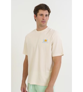 Maraton Erkek Bisiklet Yaka Ekru T-shirt
