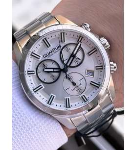 Quantum Sapphire Cam Çelik Kordon İç Kadran Fonksiyonları Aktif 10 Atm Erkek Kol Saati EPWG1159.330 (Beyaz)