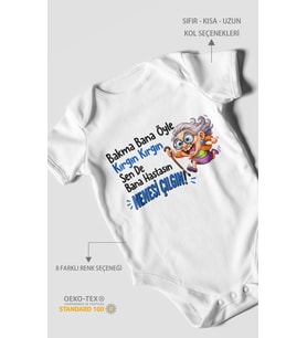 Bakma bana öyle yazılı Kısa Kollu Bebek Body %100 Pamuk