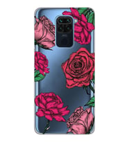 Xiaomi Redmi Note 9 Uyumlu Gül Desenli Şeffaf Telefon Kılıfı