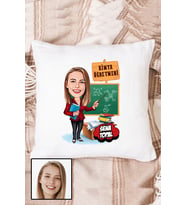 Kadın Kimya Öğretmenine Hediye Karikatürlü Kişiye Özel Yastık