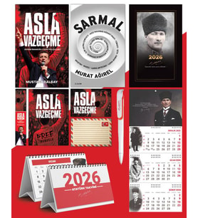 Asla Vazgeçme - Ayraç - Kartpostal - Poster - Sarmal -  2026 Ajanda Komutan - Gazi Duvar Takvimi - Masa Takvimi