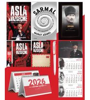 Asla Vazgeçme - Ayraç - Kartpostal - Poster - Sarmal -  2026 Ajanda Komutan - Gazi Duvar Takvimi - Masa Takvimi