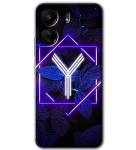 Xiaomi Redmi 13C Kılıf HD Desen Baskılı Kılıf - Dark Neon Yaprak Y Harfi