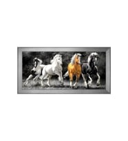 Yağlı Boya Atlar Motifli Kanvas Tablo 80 x 110 cm Silver Çerçeve