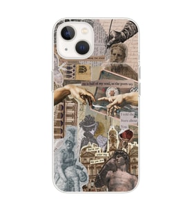 Iphone 14 Uyumlu Aesthetic Sanatsal Kolaj Tasarımlı Şeffaf Telefon Kılıfı