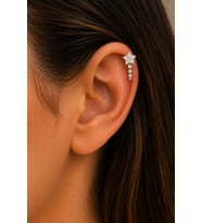 Sertifikalı 316L Çelik Taşlı Kayan Yıldız Figürlü Sallantılı Premium Gümüş Renk Helix Piercing
