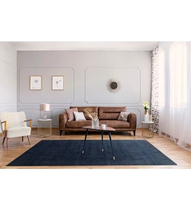 Kaymaz Yıkanabilir Mavi Modern Triko Salon Halısı Mutfak Halısı Koridor Halısı Yolluk 390