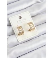 Xuping Zirkon Taşlı Çit Halka Model Gold Renk Kadın Küpe (Çok Renkli)