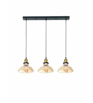 MYLİGHTS   retro rustik  sıralı üçlü bal camlı  sarkıt  masa üstü avize 60 cm  en (Siyah)