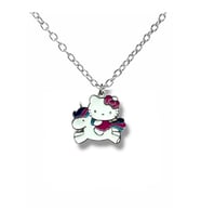 Unicorn Boynuzlu Hello Kitty Figürlü Kolye – 60 cm Zincirli Sevimli ve Fantastik Takı (Gümüş)