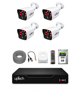 UPTECH 4 Kameralı Güvenlik Kamera Seti 2MP 1080P Full HD 6 Atom LED Gece Görüşlü 250 GB HDD 5525