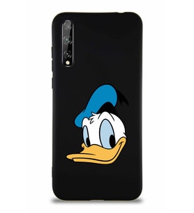Huawei Y8P Soft Premier Kapak Donald Duck-B Tasarımlı Silikon Kılıf - Siyah (Şeffaf)