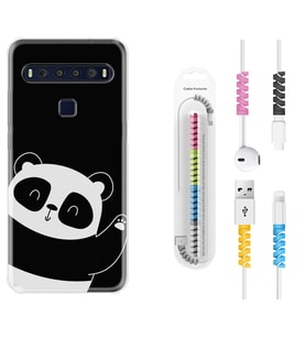 TCL 10L 10 Plus 10SE 20E 20SE 30SE L7 Kılıf Kablo Koruma Spiral Silikon Bay Bay Panda 1784