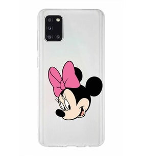 Samsung Galaxy A31  Kapak Minnie Mouse Tasarımlı Şeffaf Silikon Kılıf