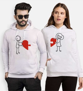Tshirthane Puzzle Heart Sevgili Kombinleri Kapüşonlu Kombini (Tek Ürün Fiyatıdır.)
