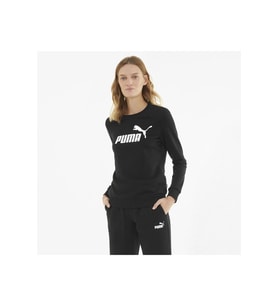 Puma ESS Logo Crew TR - Kadın Siyah Pamuklu Sweatshirt - 586786 01