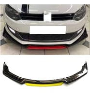 Vw Polo MK5 Sarı Renkli Şeritli Dilli Ön Lip 4 Prç Parlak Siyah ABS