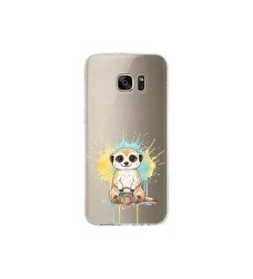 Samsung Galaxy S7 Edge ile Uyumlu Splash Mirket Tasarımlı Şeffaf Silikon Kılıf