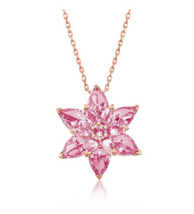 Hk Gümüş Kadın Kolye Rose Pembe Lotus Çiçeği Gümüş Takı Hediyelik Ürünler
