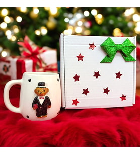 3d Kabartma El Emeği Göz Nuru Seramik Teddy Bear Erkek Ayıcık Kupa Bardak 400 ml