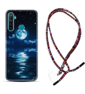 Realme 5i 5 Pro 6i 7 Pro 8 Kılıf Boyun Asklı Rasta Silikon Night Moon 1133