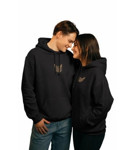 Kedi Temalı Çift Hoodie – Tekir Kedi – Sevgililer Günü Özel Tasarım – Siyah Kapüşonlu Sweatshirt Seti