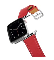 Ally Apple Watch 7-8 41mm 6-5-4 40mm Single Coil Deri Kayış Kordon 3-2-1 38mm (Kırmızı)
