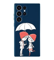 Samsung Galaxy S23 Ultra Uyumlu Lansman Kılıf Aşk Tasarımlı İçi Kadife Kapak-Koyu MAvi (Şeffaf)