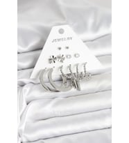 pilelistore Pirinç Gümüş Renk 6 Çift Kadın Küpe Seti - TJ-BKP11332