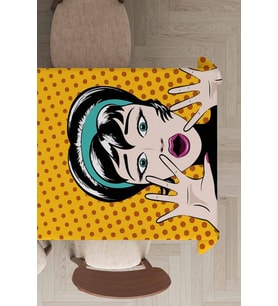 Sarı Pop Art Temalı Dokuma Leke Tutmaz Masa Örtüsü MSO069