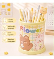 Kawaii Teddy Ayıcık Rabbit Tavşan Desenli Masaüstü Kalemlik Organizer – Geniş Kapasiteli Sevimli Kırtasiye Düzenleyici