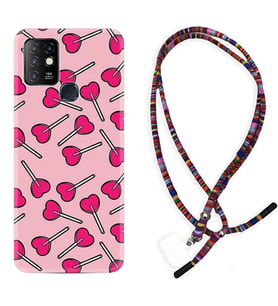 INFINIX Hot 8 9 10 11S Hot 10 Play 10T Kılıf Boyun Asklı Rasta Silikon Heart Lollipop 1414