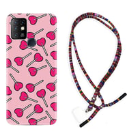 INFINIX Hot 8 9 10 11S Hot 10 Play 10T Kılıf Boyun Asklı Rasta Silikon Heart Lollipop 1414