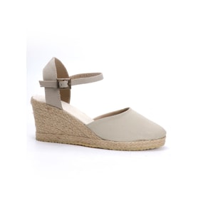 Gerçek Elişi Bej Kadın Dolgu Topuk Espadril Handmade
