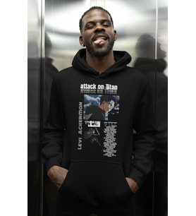 Tasarım Attack On Titan Levi Ackerman Baskılı Unisex Oversize Anime Karakter Hoodie