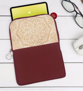 BK Gift Retro Motif Tasarımlı Taşınabilir Koruyucu Tablet Kılıfı & Organizer Çanta - Bordo-1