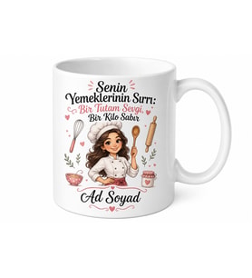 İsme Özel Mutfak Şefi Anne Komik Yazılı Kupa Bardak Hediye