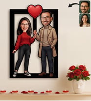 BK Gift Kişiye Özel Sevgili Karikatürlü 3D Ahşap Tablo -9, Fotoğraftan Karikatür, Sevgililer Günü Hediyesi, Ev Hediyesi