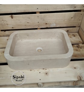 Kalın Kenar Liğht Traverten Lavabo