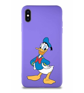 Apple iPhone XS Max Soft Premier Kapak Donald Duck-C Tasarımlı Silikon Kılıf - Mor (Şeffaf)