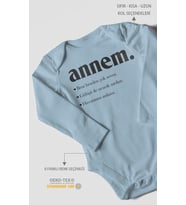 Annem Baskılı Bebek Zıbını – Çıtçıtlı Body 8 Renk  %100 Pamuk Uzun Kol (Bebek Mavisi)