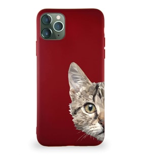 Apple iPhone 11 Pro Max Soft Premier Kapak Catface Tasarımlı Silikon Kılıf - Mürdüm (Şeffaf)