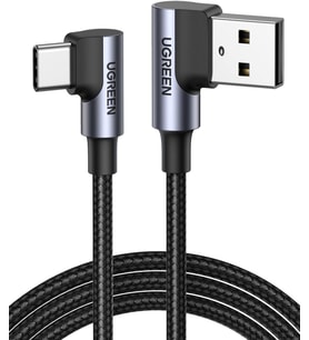 USB-A to Type-C 90 Derece 3A Hızlı Şarj ve Data Kablosu 1 Metre
