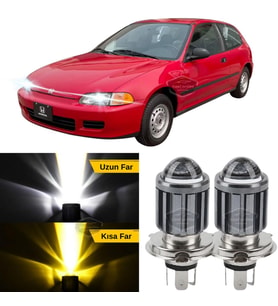 Honda Civic 1991-1995 Uyumlu Mercekli Far Ampulü Led Xenon Sarı-Beyaz Far Şimşek Etkili Uzun Kısa