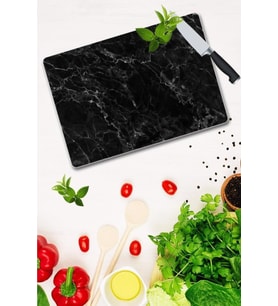 Saban Siyah Mermer Görünümlü  Cam Kesme Tahtası - Cam Kesme Tablası  30 cm x 40 cm